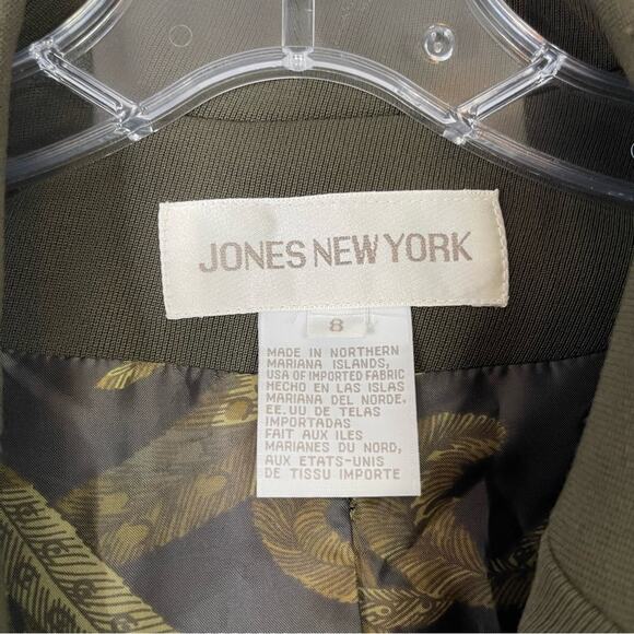 Jones NY green wool preppy office longline button jacket blazer 8 - Picture 4 of 6